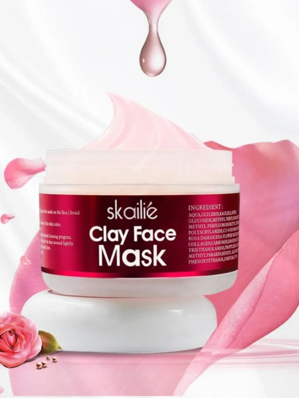 Skallie Clay Face Rose Clean Skin Repair Mask - 100g